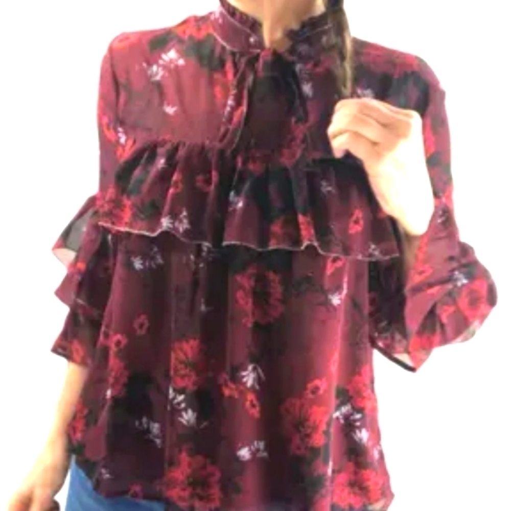 Lucky Brand boho style long sleeve blouse. Size XL. EUC